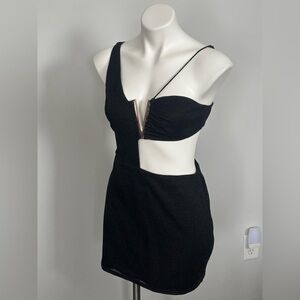 Hello Molly Black Glitter One Shoulder Evening Dress